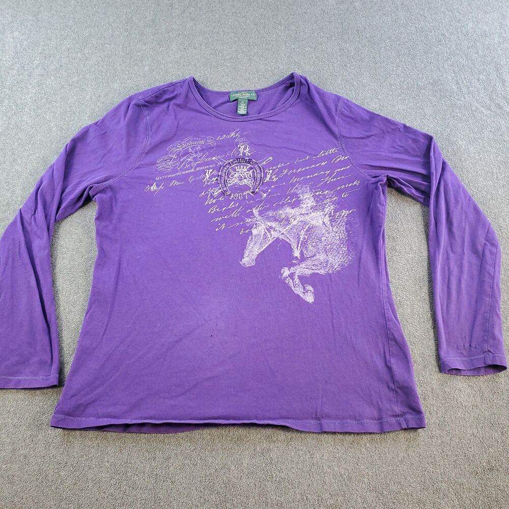 Lauren Ralph Lauren Jeans T Shirt Women's Size PL Purple Long Sleeve